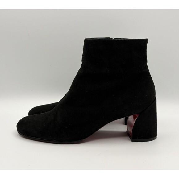 Christian Louboutin Black Suede Turela 55 Ankle Boots Block Heel Sz EU 36 - Picture 2 of 14